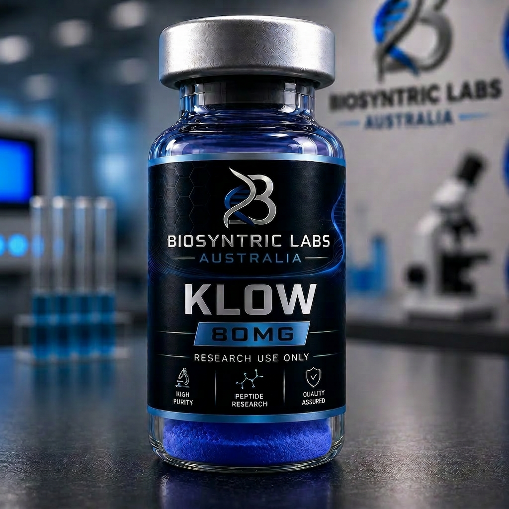 KLOW research material vial supplied by BioSyntric Labs Australia
