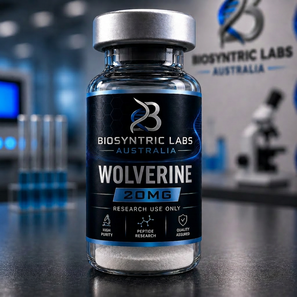 Wolverine research material vial supplied by BioSyntric Labs Australia